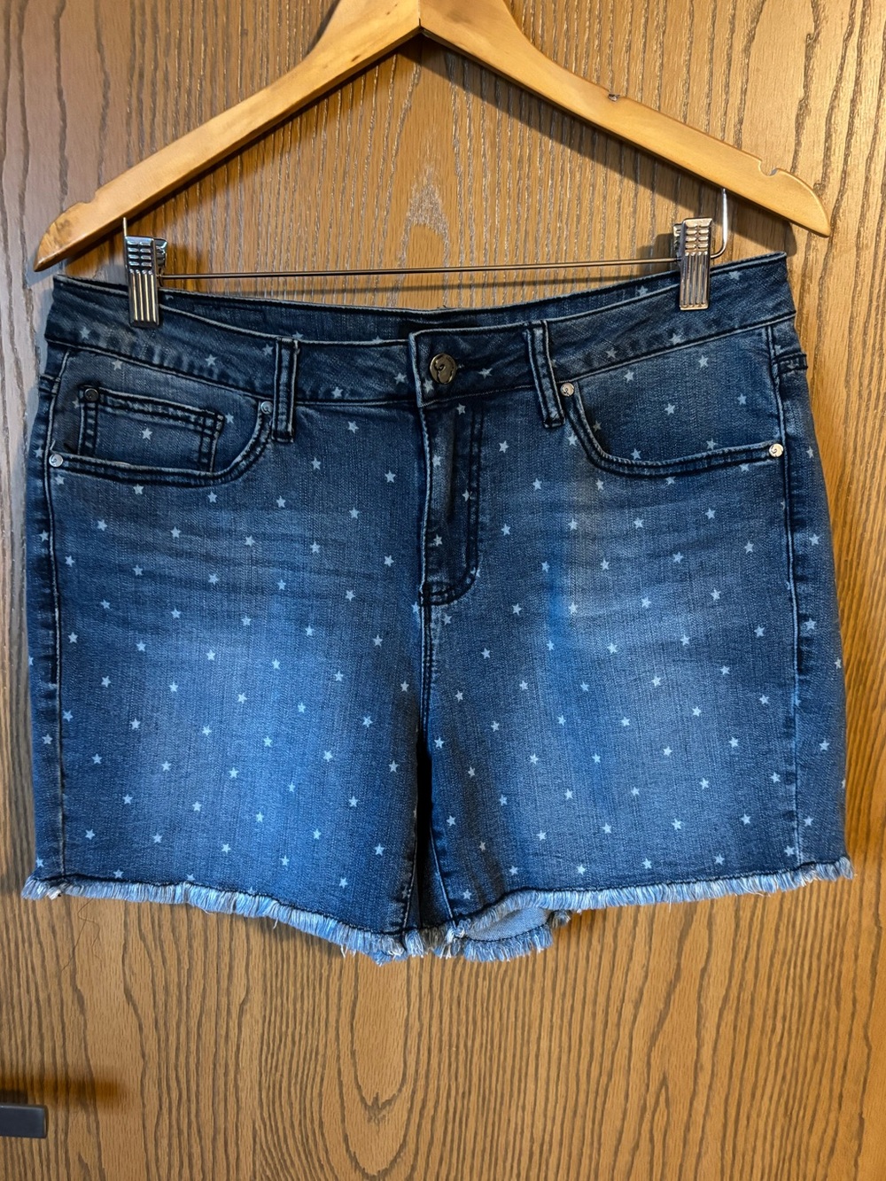 Earl Blue Jean Shorts - Star Print Denim Shorts
